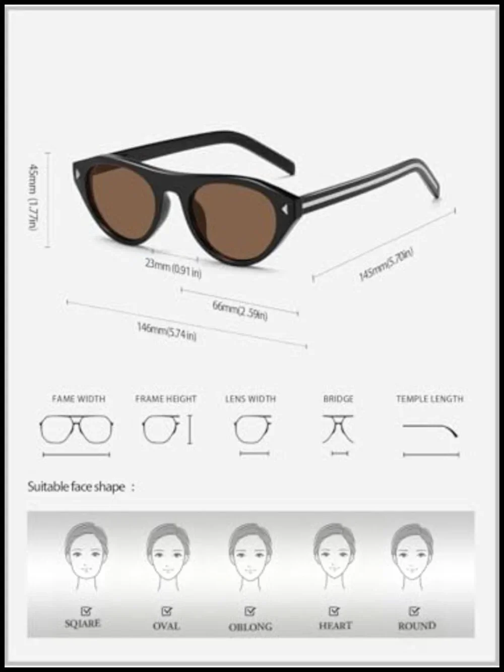 Retro Small Oval Sunglasses, Y2K Vintage Narrow Round Cateye Shades, UV400